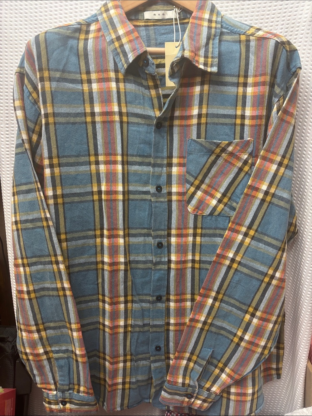 MNML Blue and Yellow Plaid Button-Down Shirt